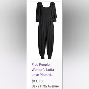 Free People Faded Black Wash Lotta Love Pleated One Piece L